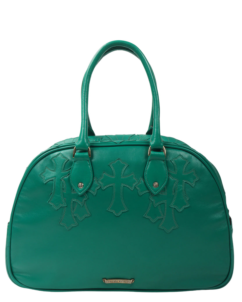 Leather Fleur Cross Patch Bowling Bag