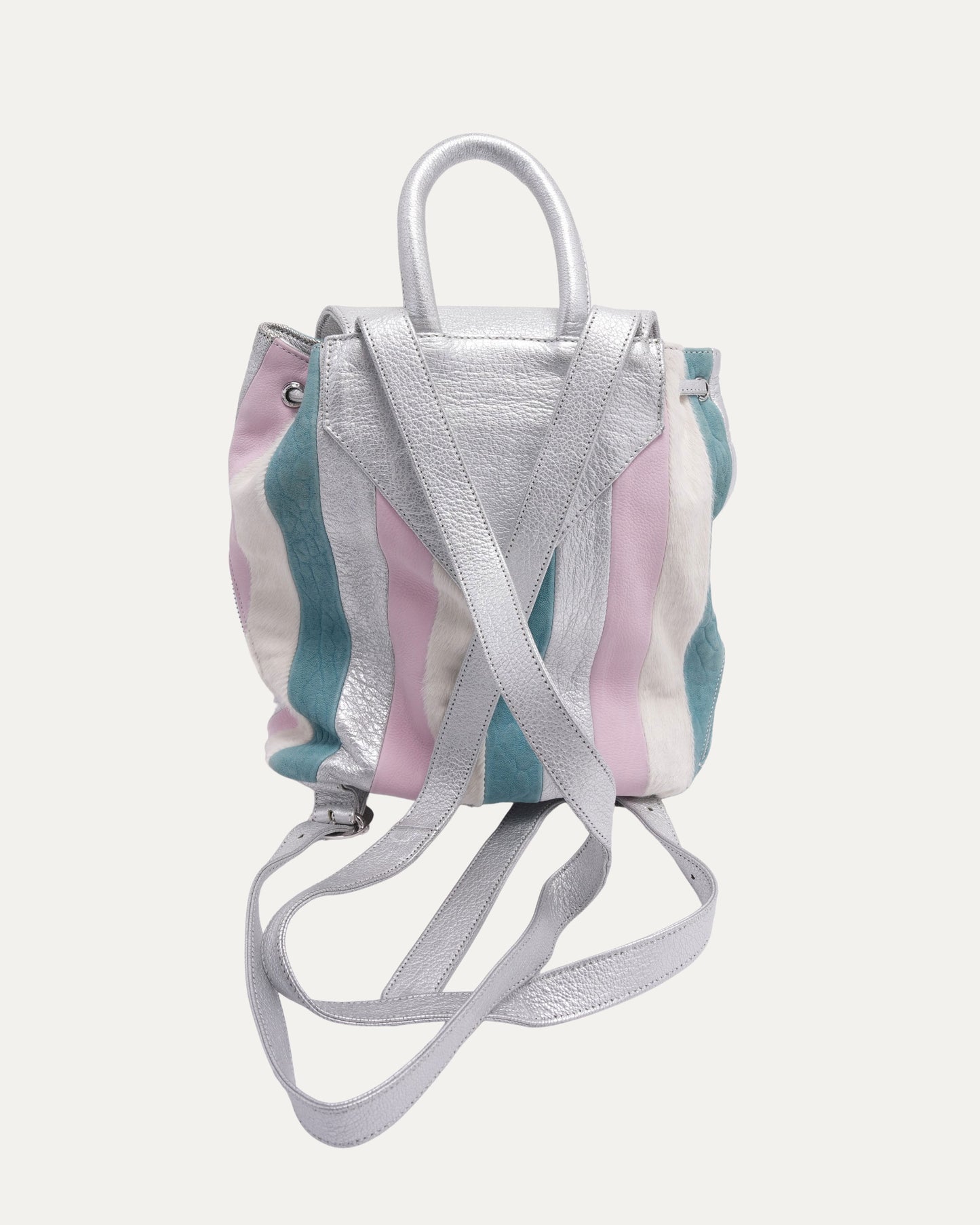 Dagger Embellished Suede Leather Striped Iggy Backpack