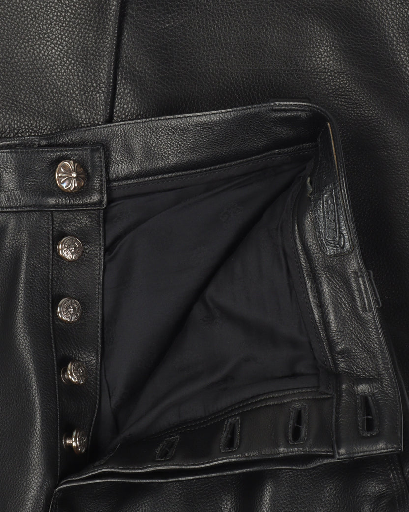 Leather Fleur Knee Carpenter Pants