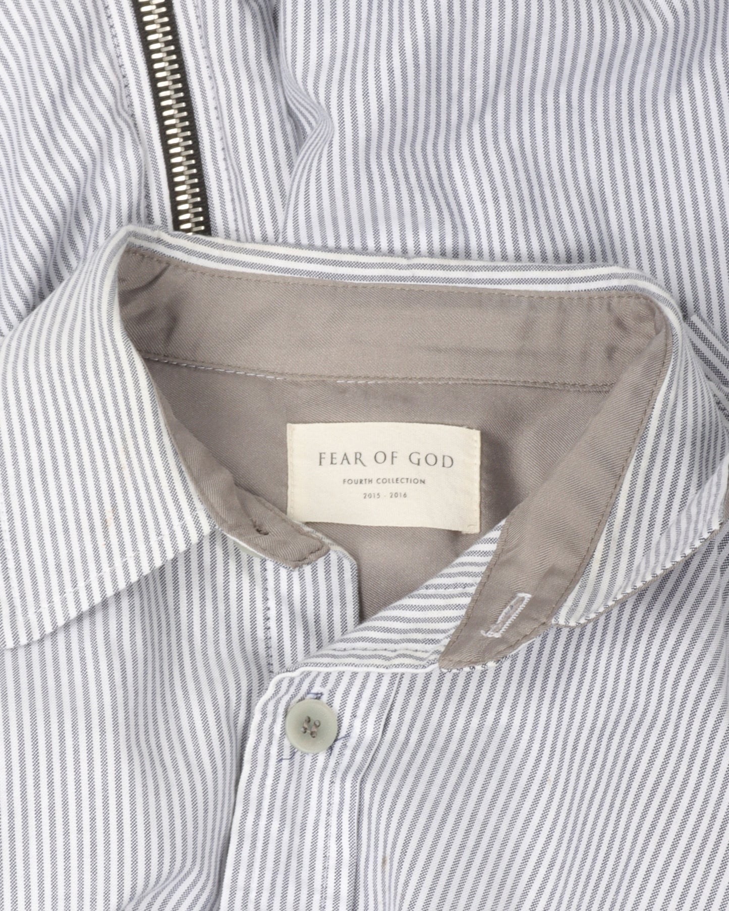 Fourth Collection Zipper Detail Striped Short Sleeve Shirt