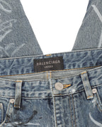 Distressed Baggy Graffiti Denim Shorts
