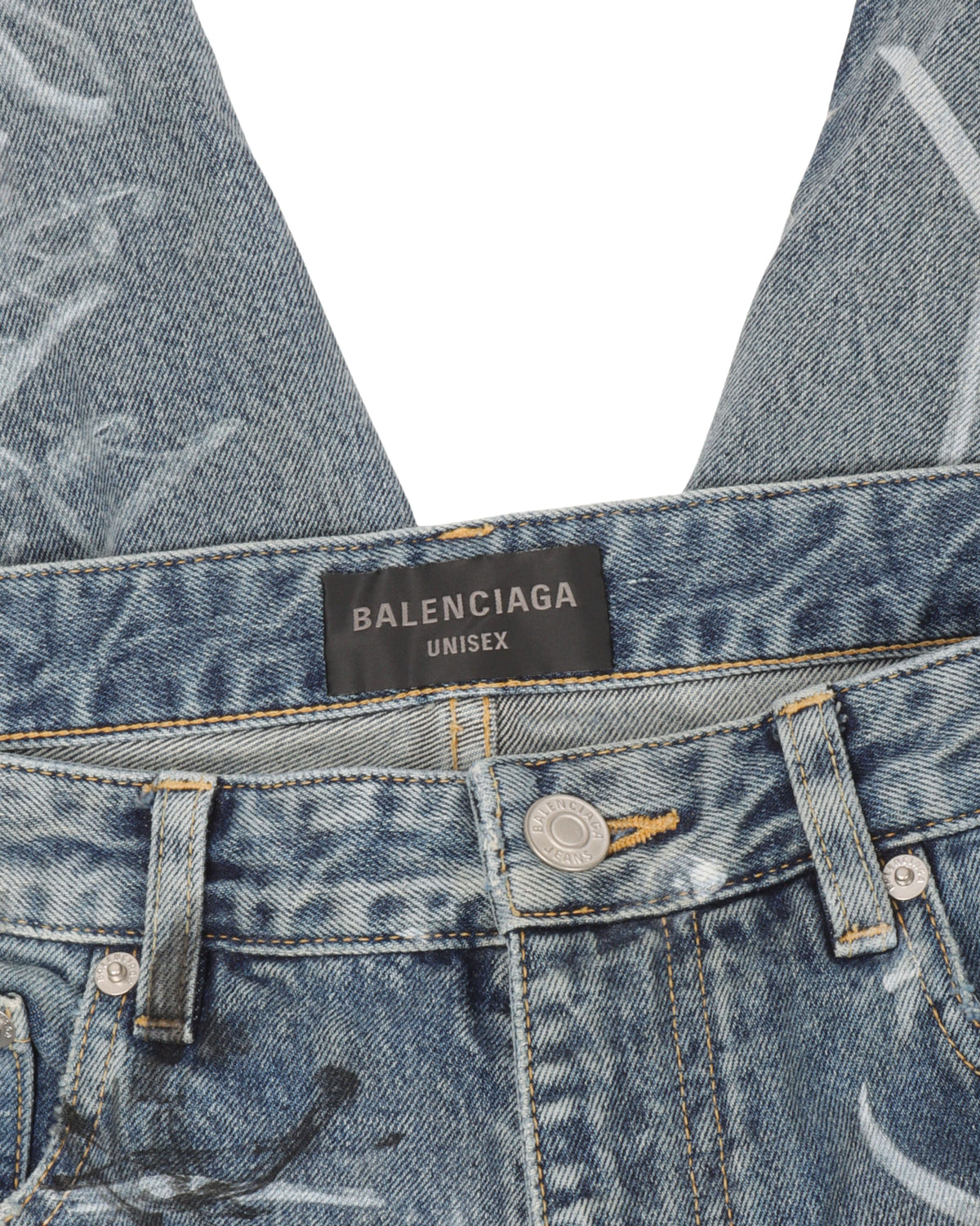 Distressed Baggy Graffiti Denim Shorts