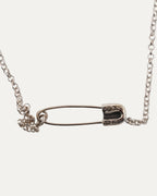 Diamond Safety Pin Roll Chain Necklace