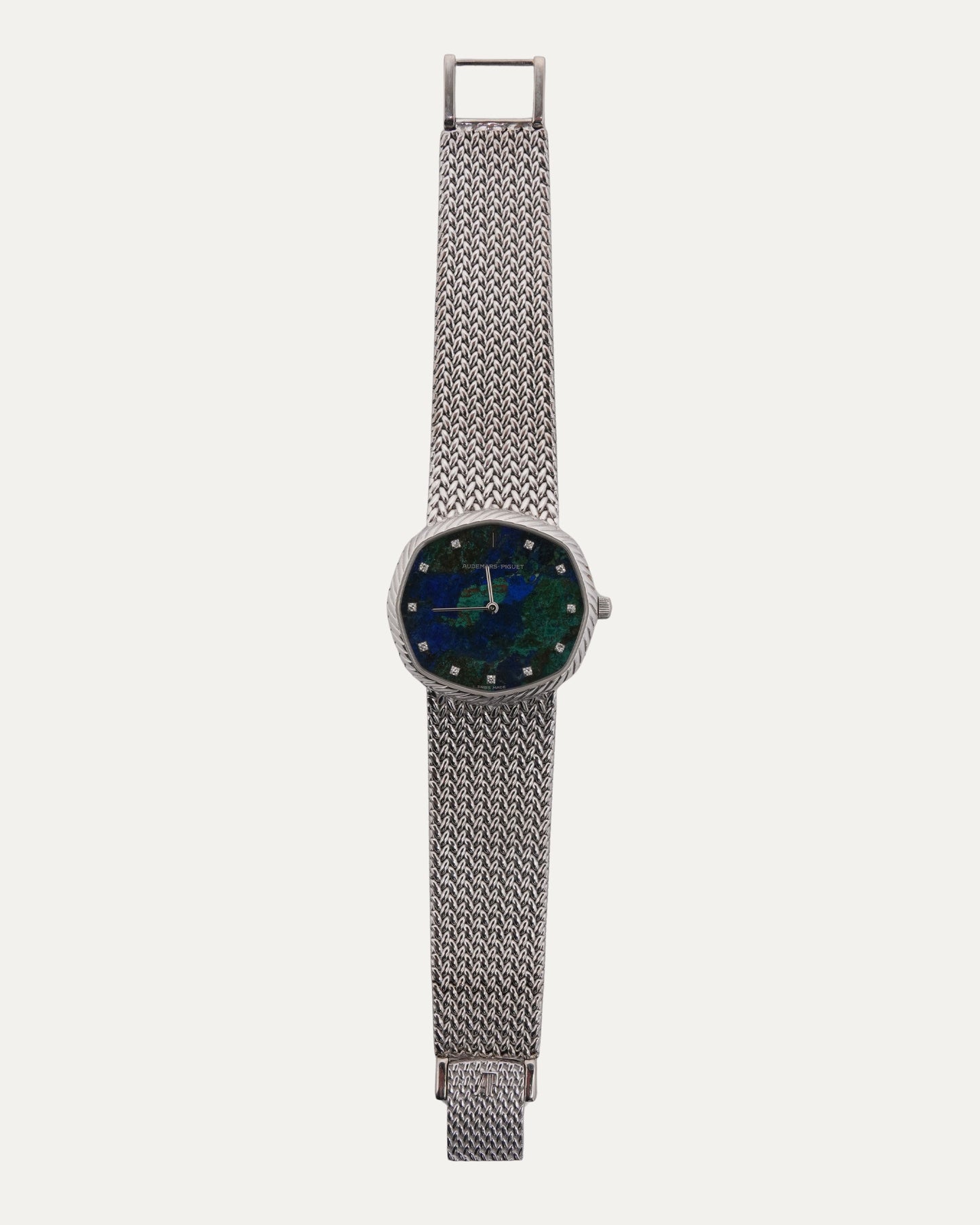 "Earth" Octagon White Gold & Sapphire Azurmalachite Dial Watch