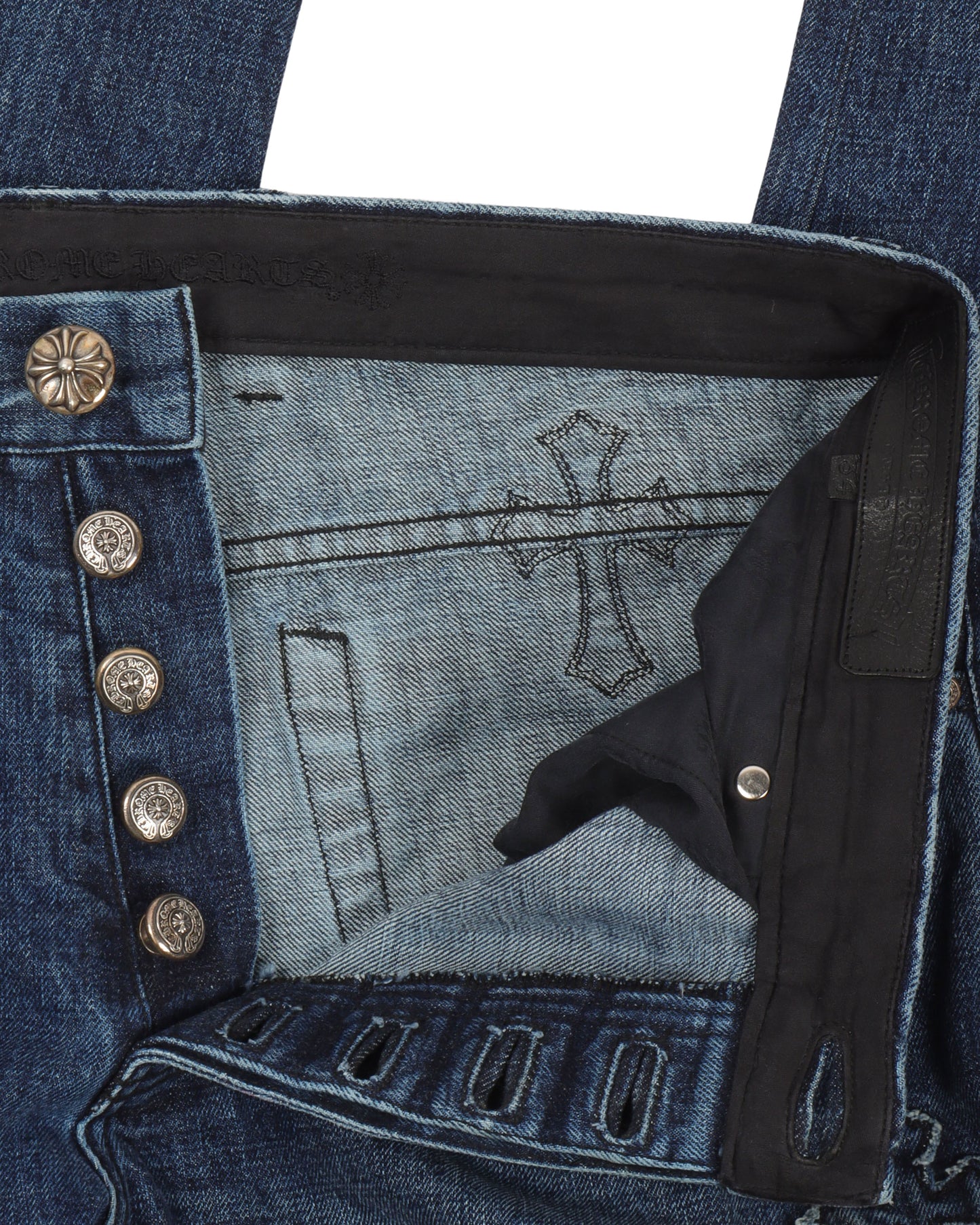 Raw Hem Denim Cross Patch Jeans