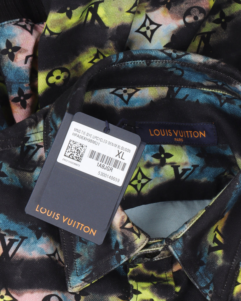 Louis Vuitton Monogram Watercolor Collared Denim Bomber Jacket
