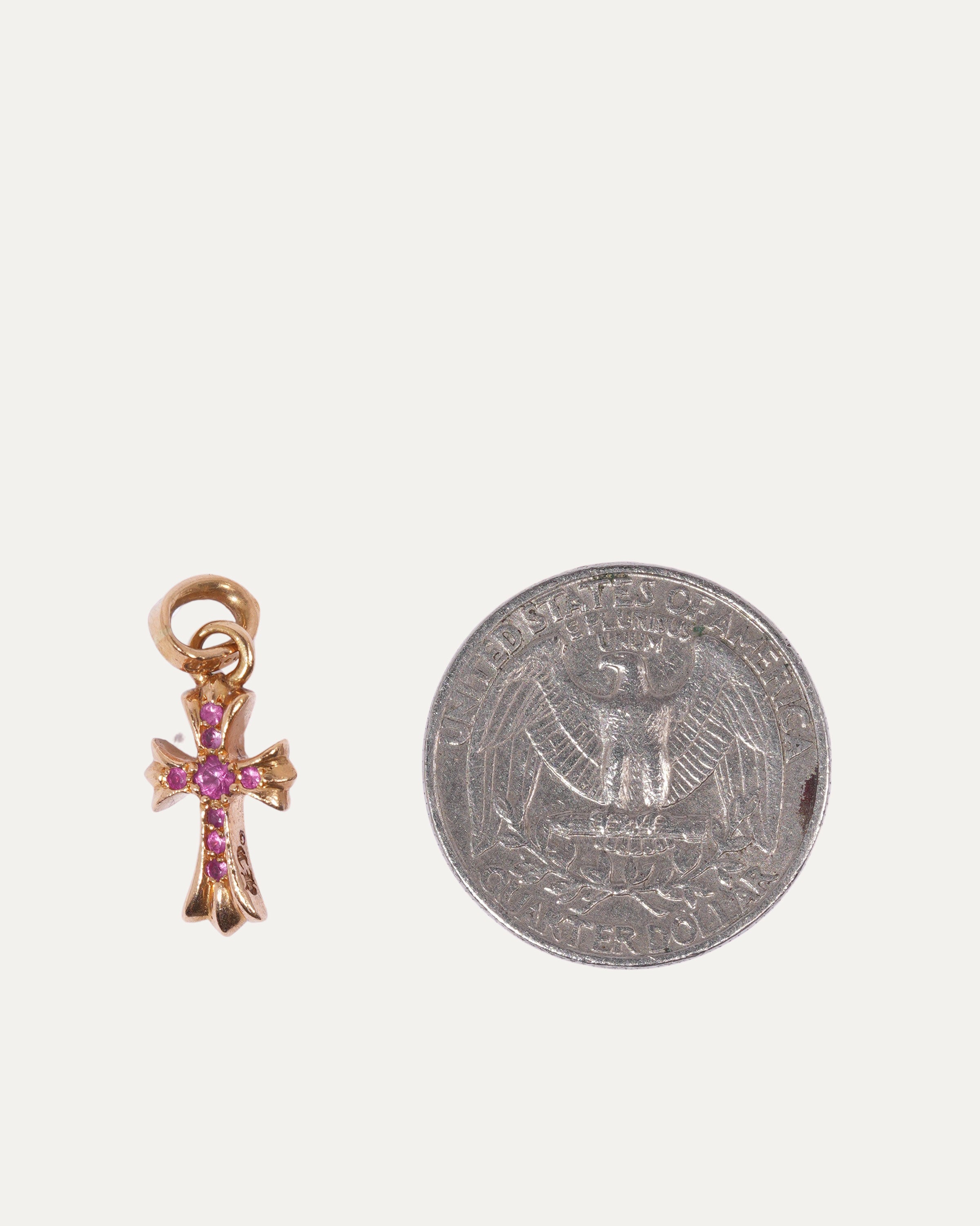 22k Baby Fat Pink Sapphire Cross Charm