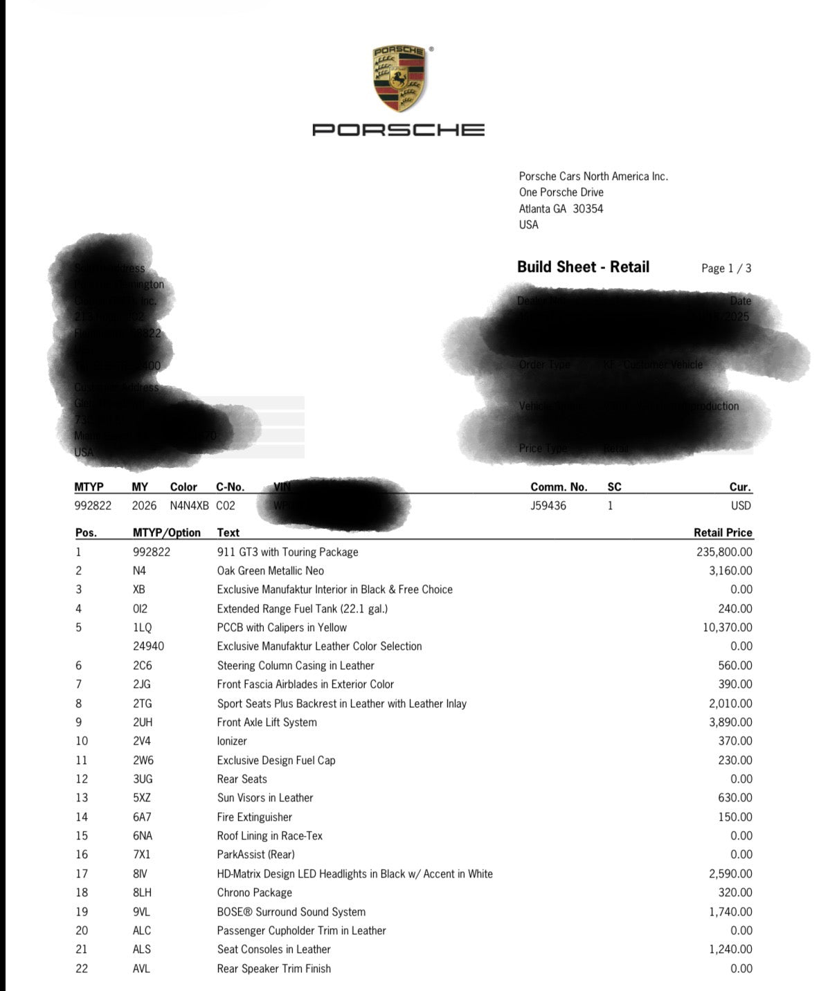 2026 911 GT3 Touring Package