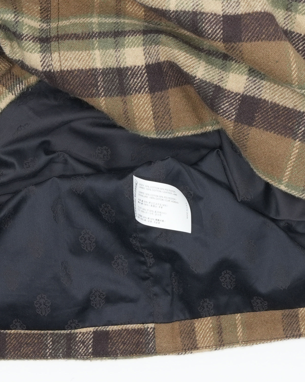Flannel Shearling Collar Zip Up Jacket
