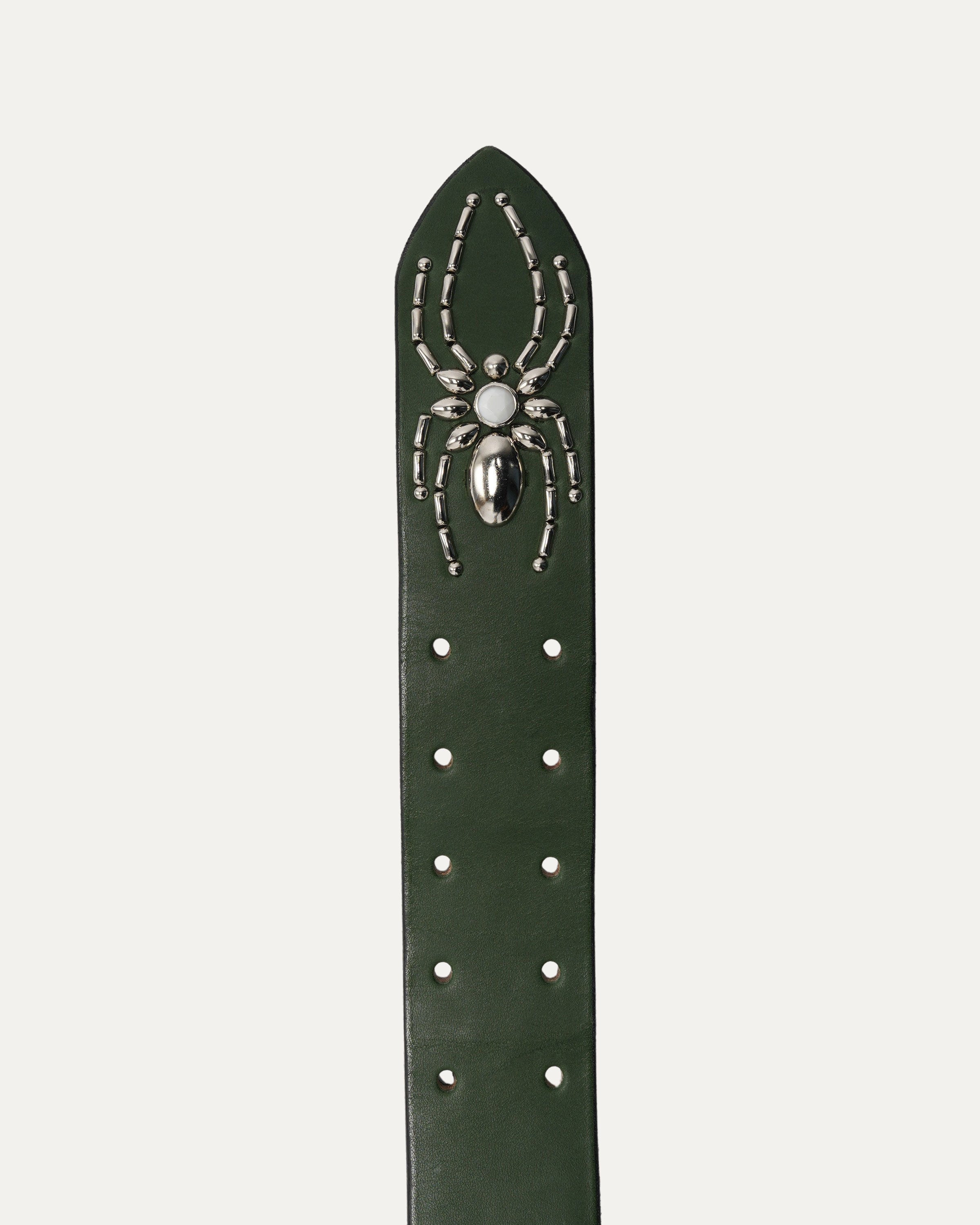 Studded Leather Leopard Hair Inlay Belt