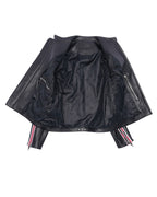 Matty Boy Hand-Painted Cemetery Cross Patch Leather Jacket