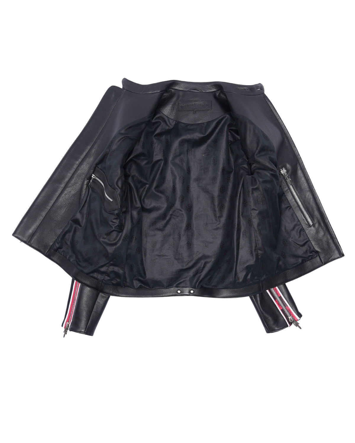 Matty Boy Hand-Painted Cemetery Cross Patch Leather Jacket
