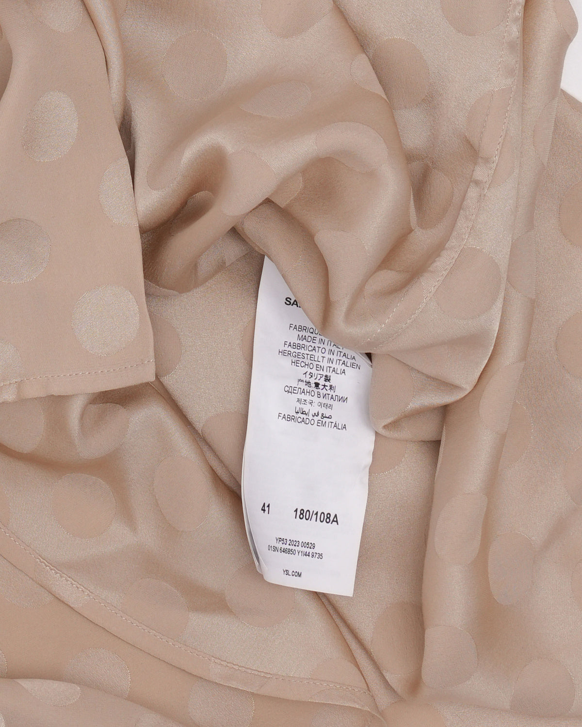 Hidden Placket Polka Dot Silk Shirt