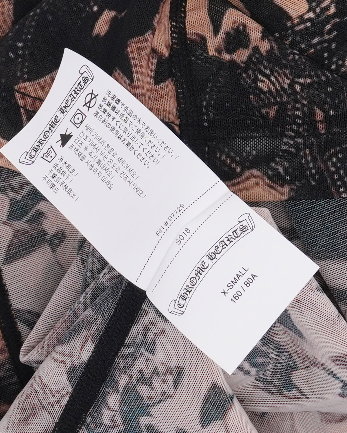 Waterfall Cross Patch Print Mesh Long Sleeve Top