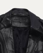 Fleur Yoke Leather Blazer with Diamond Plus Ball Chain Closure