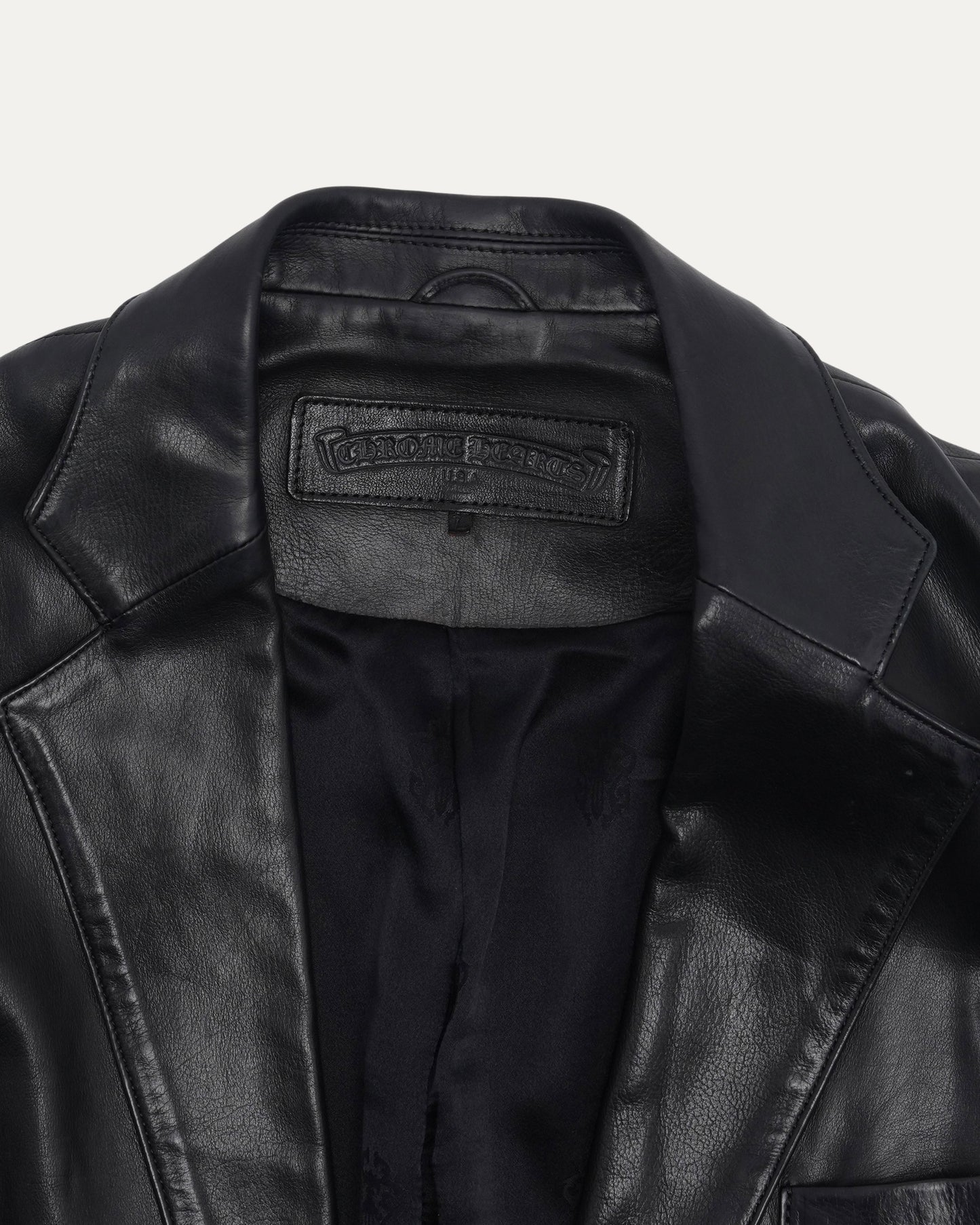 Fleur Yoke Leather Blazer with Diamond Plus Ball Chain Closure