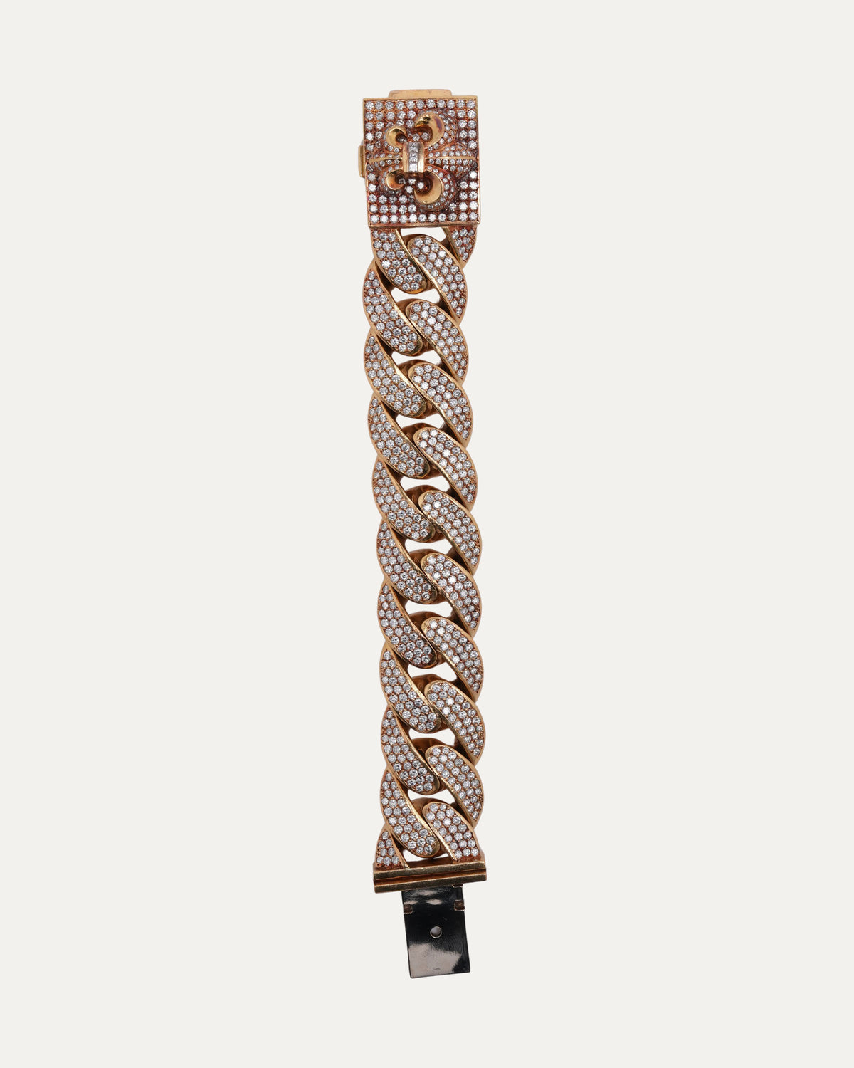 Gold Diamond XL Fleur Box ID Bracelet