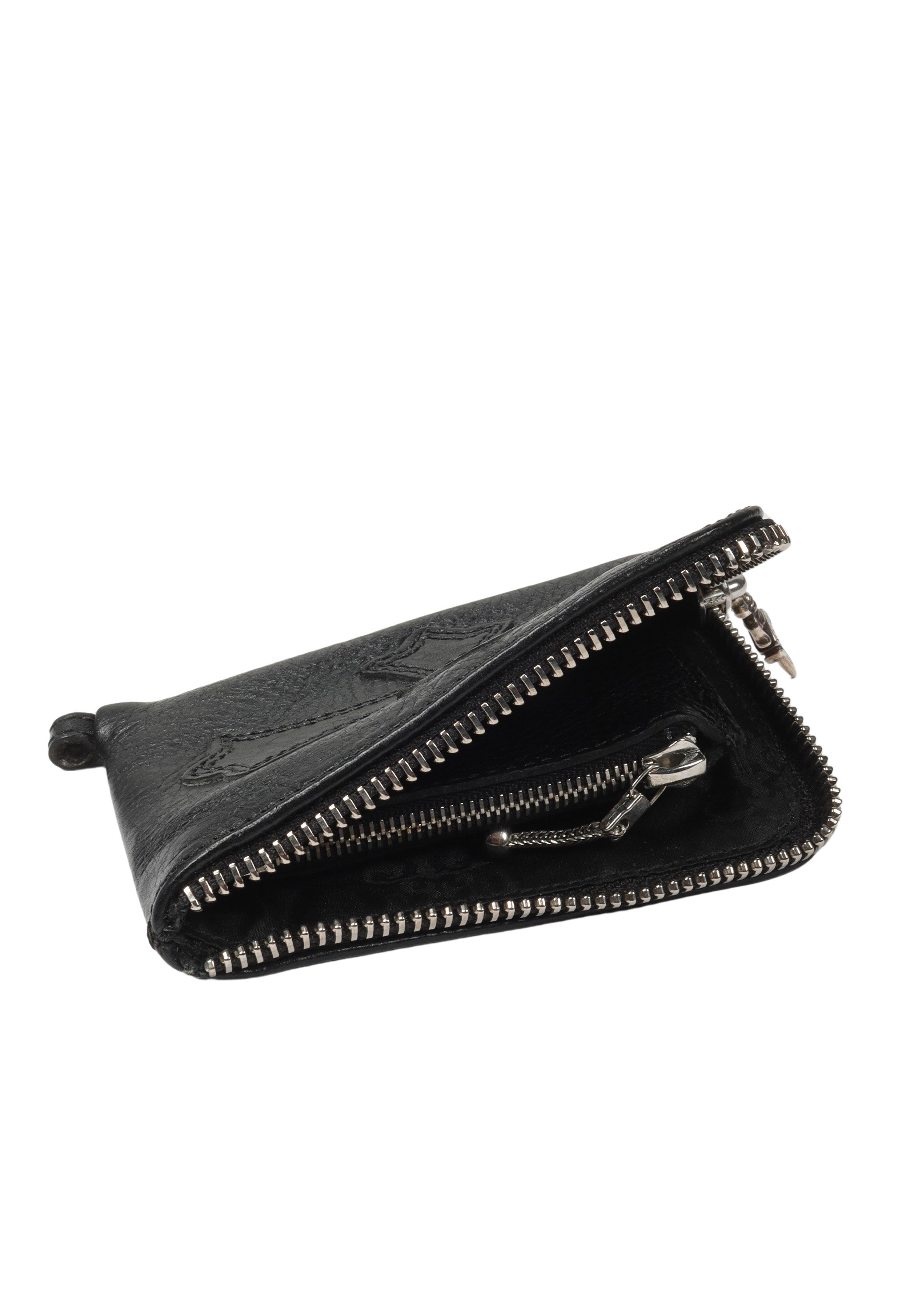 Leather Cross Patch Zip Wallet