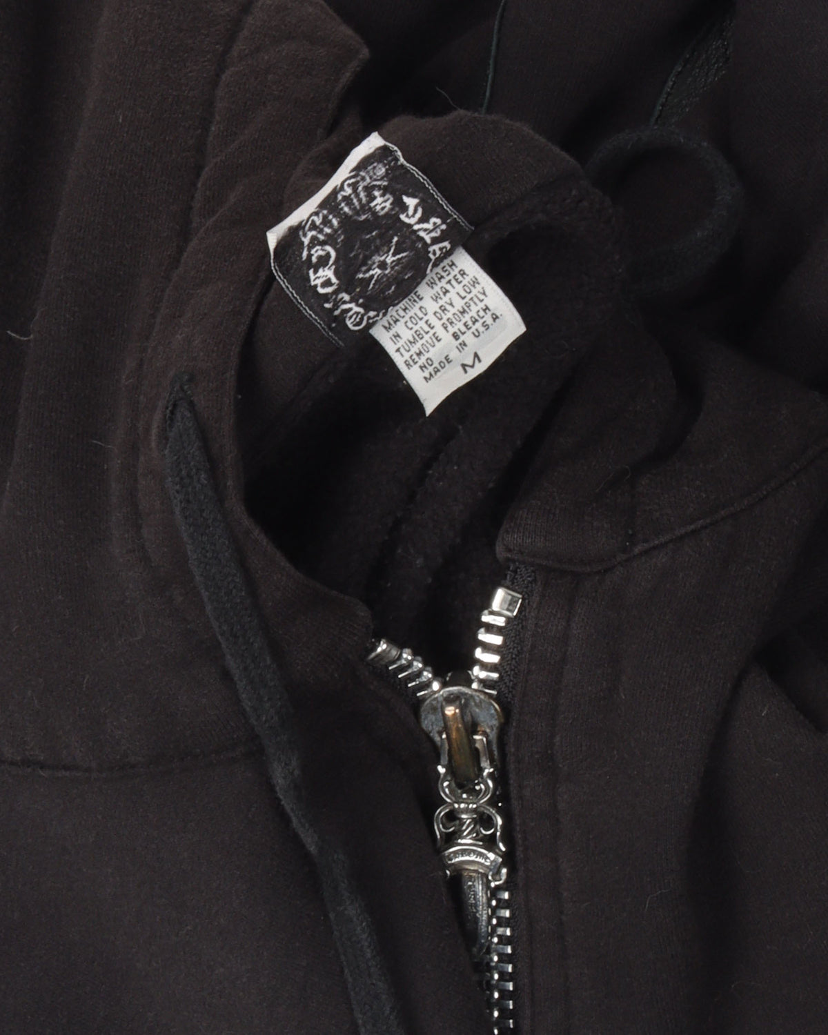 Vintage Leather Horseshoe Logo Zip-Up Hoodie