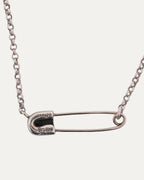 Pink Sapphire Safety Pin Roll Chain Necklace