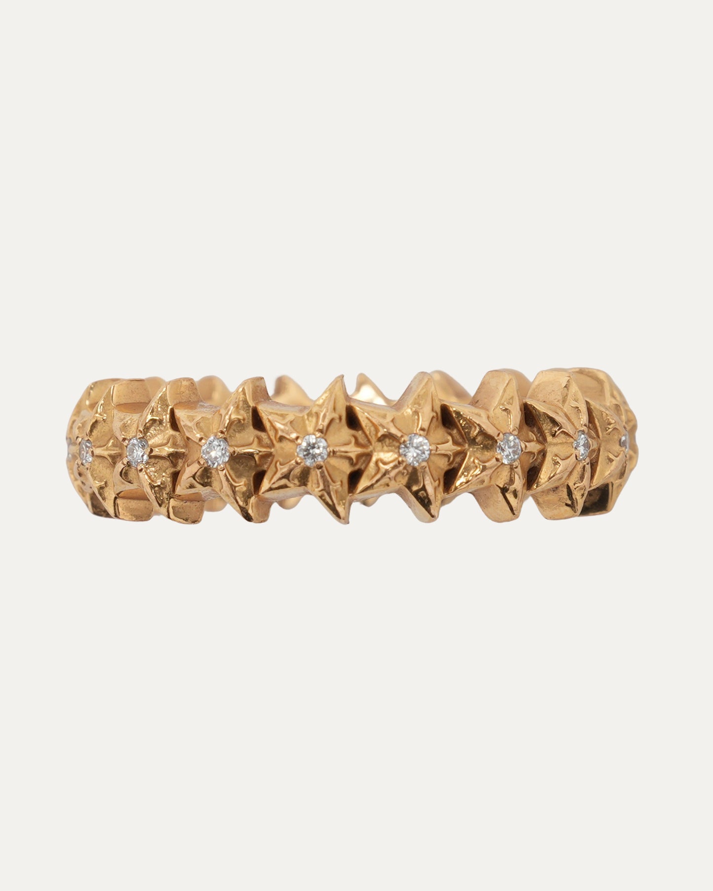22k Gold and Diamond Star Band Ring