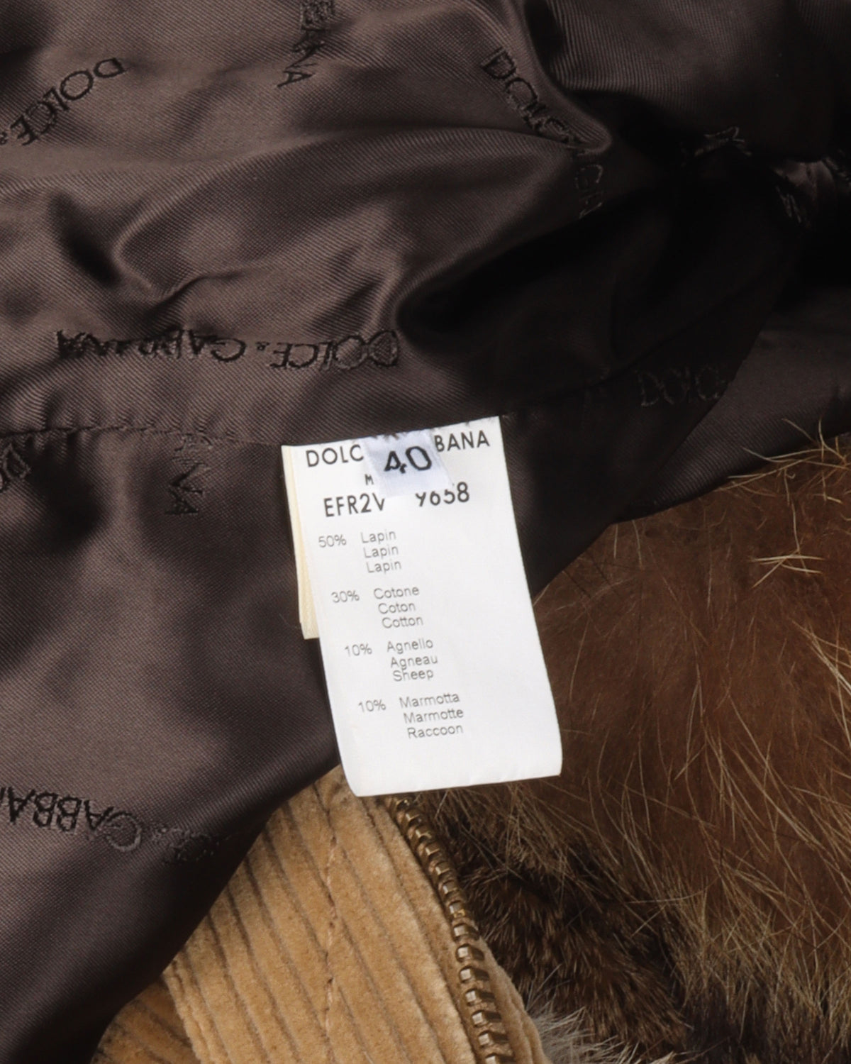 AW04 Rabbit Fur and Corduroy Coat