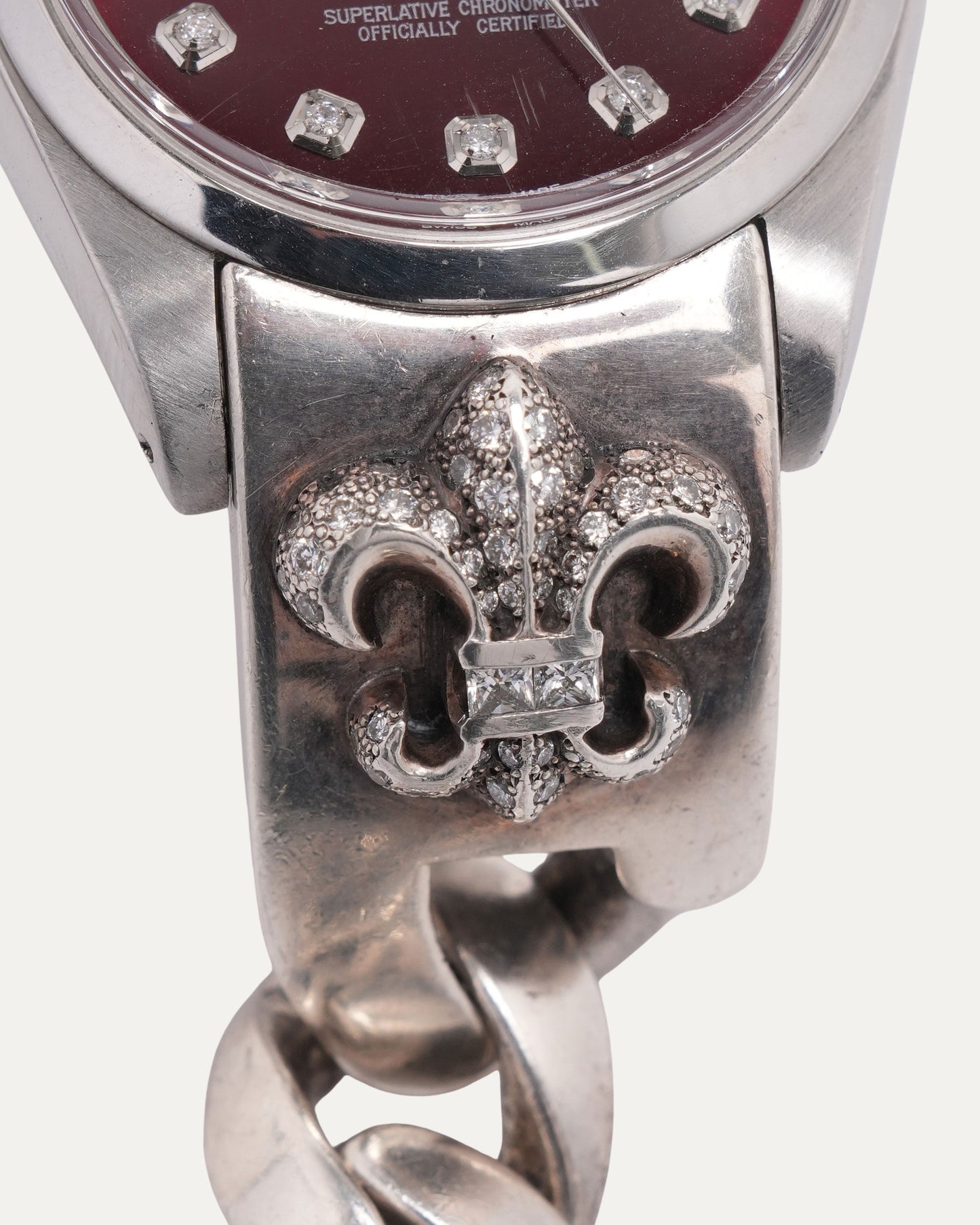 Diamond Fleur De Lis Rolex Oyster Perpetual 34mm Watch