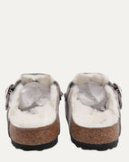 Dagger Embellished Birkenstock Boston Shearling Lined Suede Mule