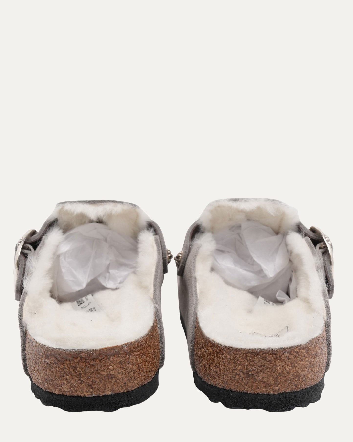 Dagger Embellished Birkenstock Boston Shearling Lined Suede Mule