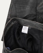 Distressed Raw Hem Leather Flare Jeans