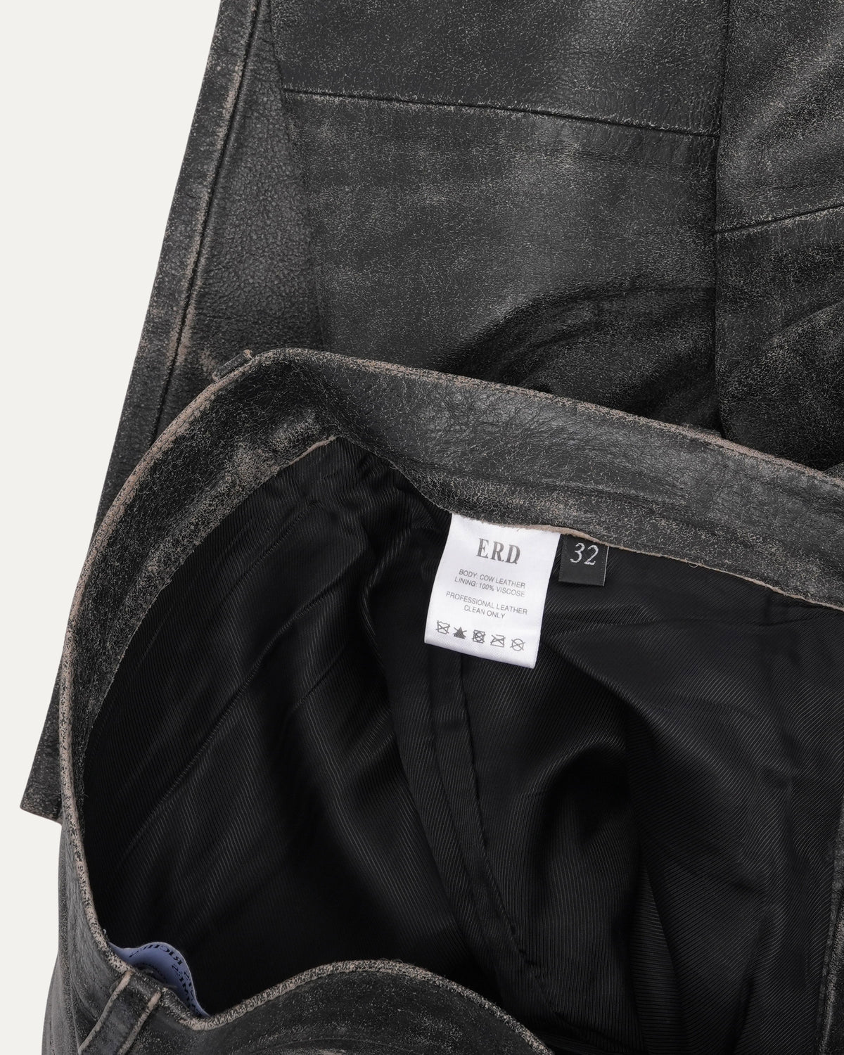 Distressed Raw Hem Leather Flare Jeans