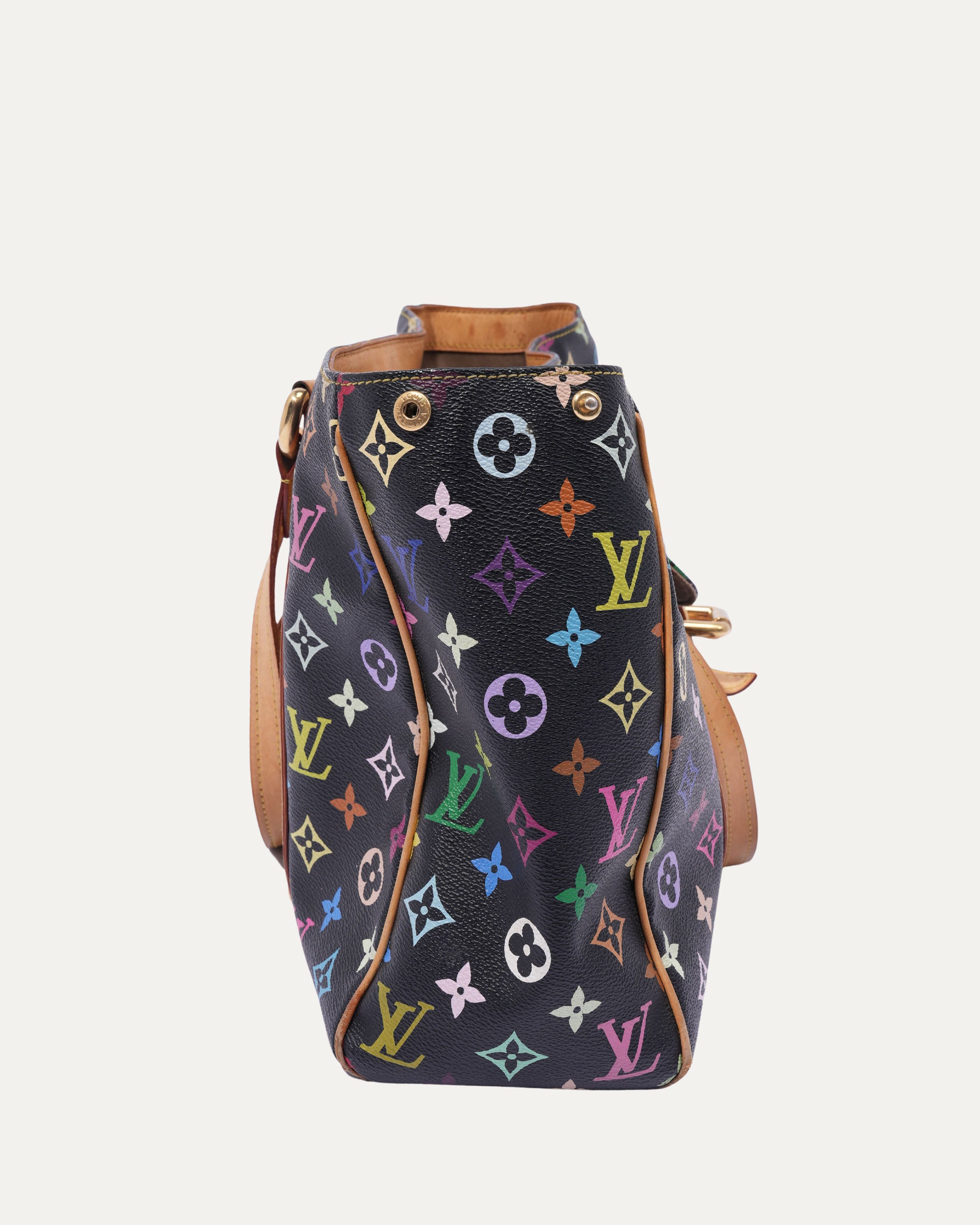 Aurelia MM Black Multicolor Monogram Canvas Shoulder Bag