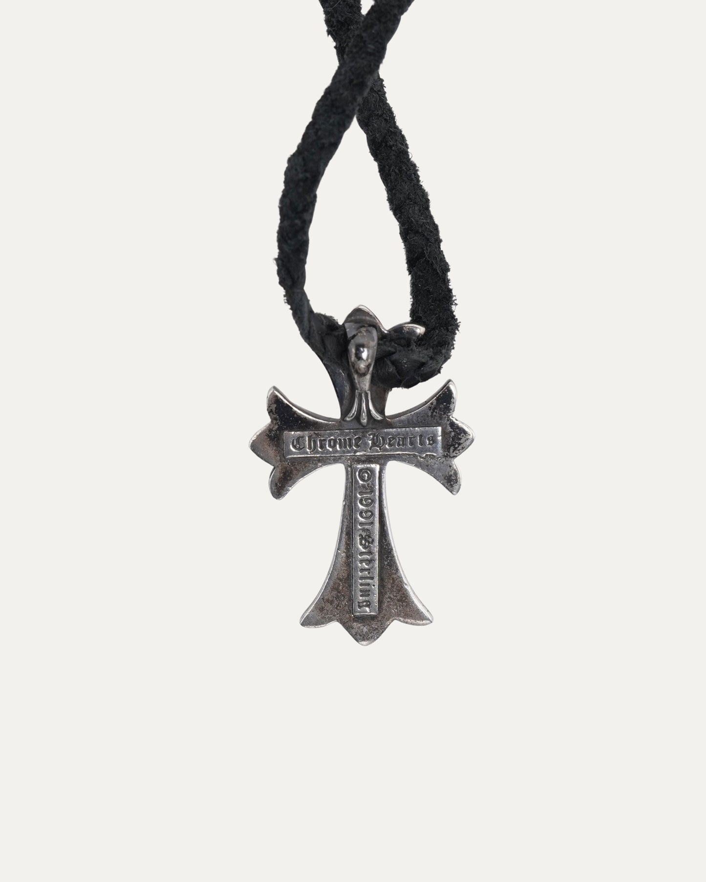 Cross Pendant on Braided Leather Necklace