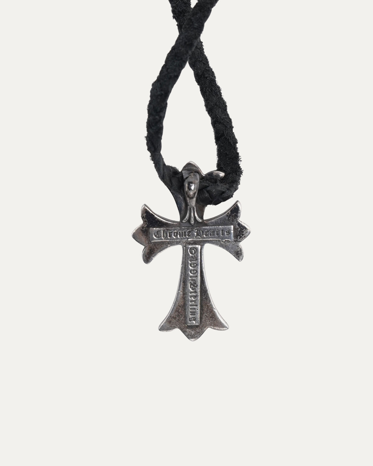 Cross Pendant on Braided Leather Necklace