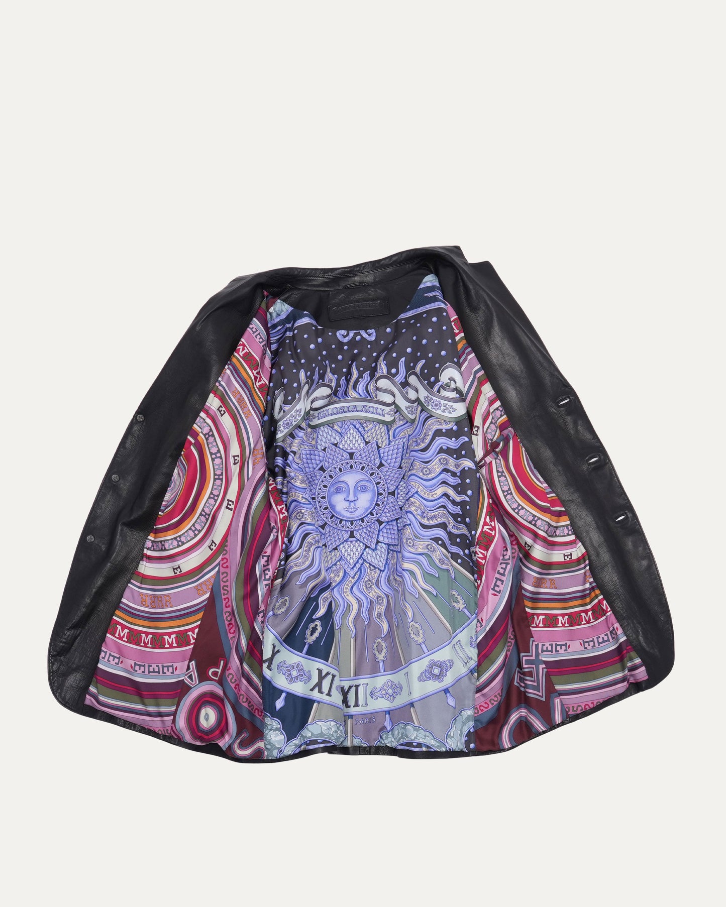 Hermes Scarf Lined Silver Embellished Leather Blazer