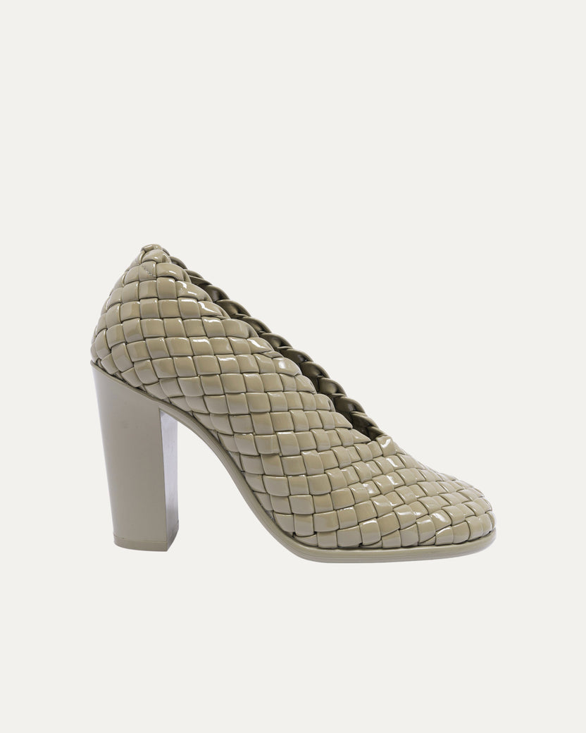 95mm Woven Patent Pumps