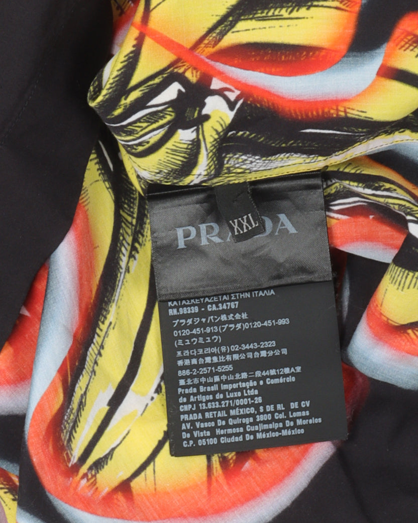 Prada FW18 Banana Flame Print Bowling Shirt