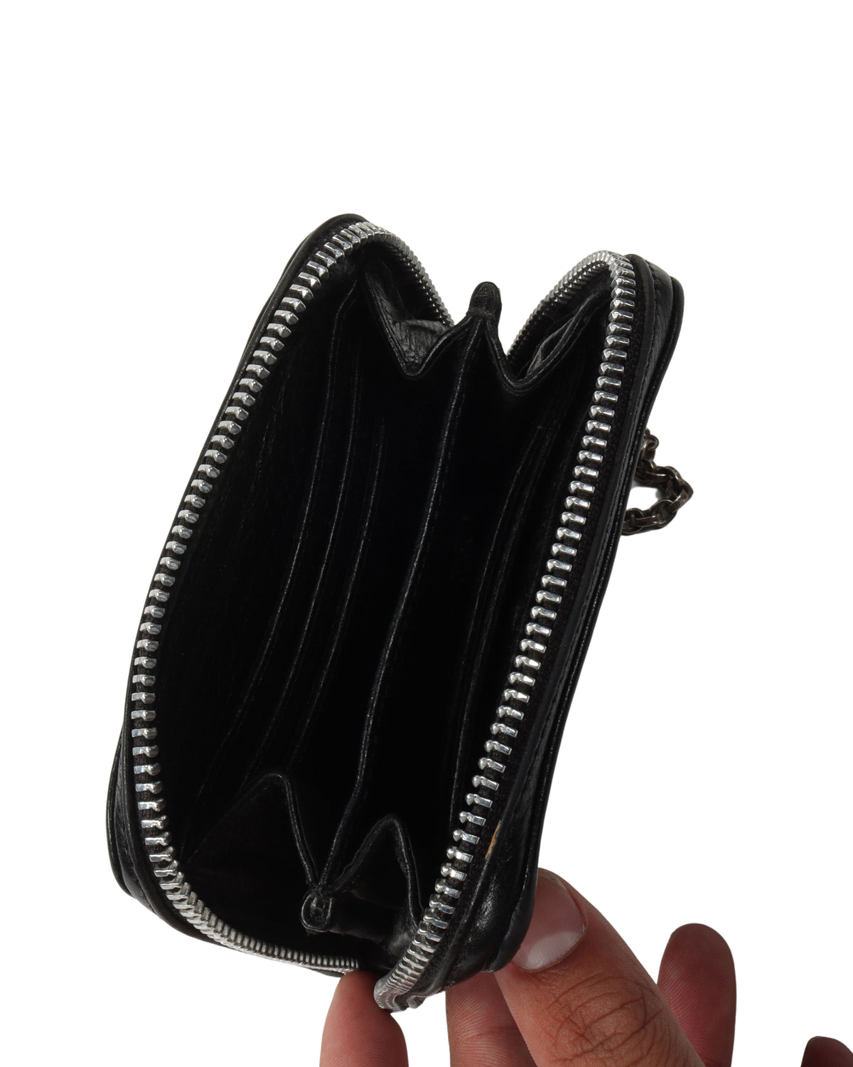 Leather Studded Bifold Zipper Wallet with Charms