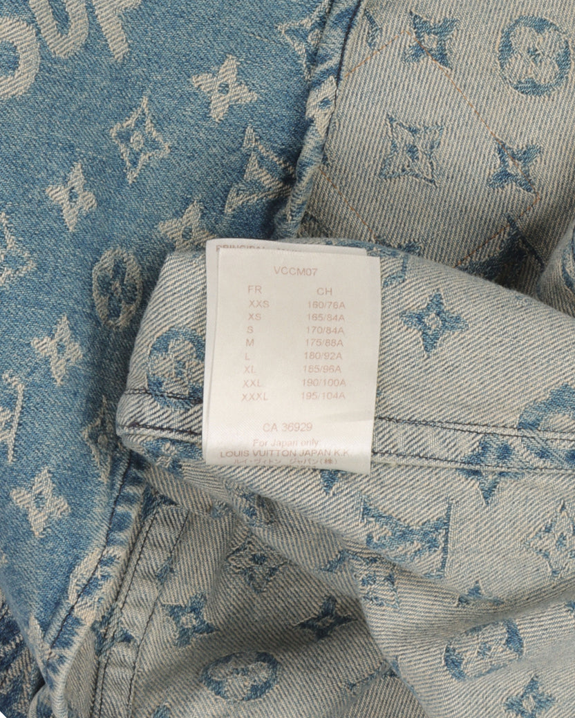 Louis Vuitton x Supreme Monogram Denim Baseball Shirt - Blue