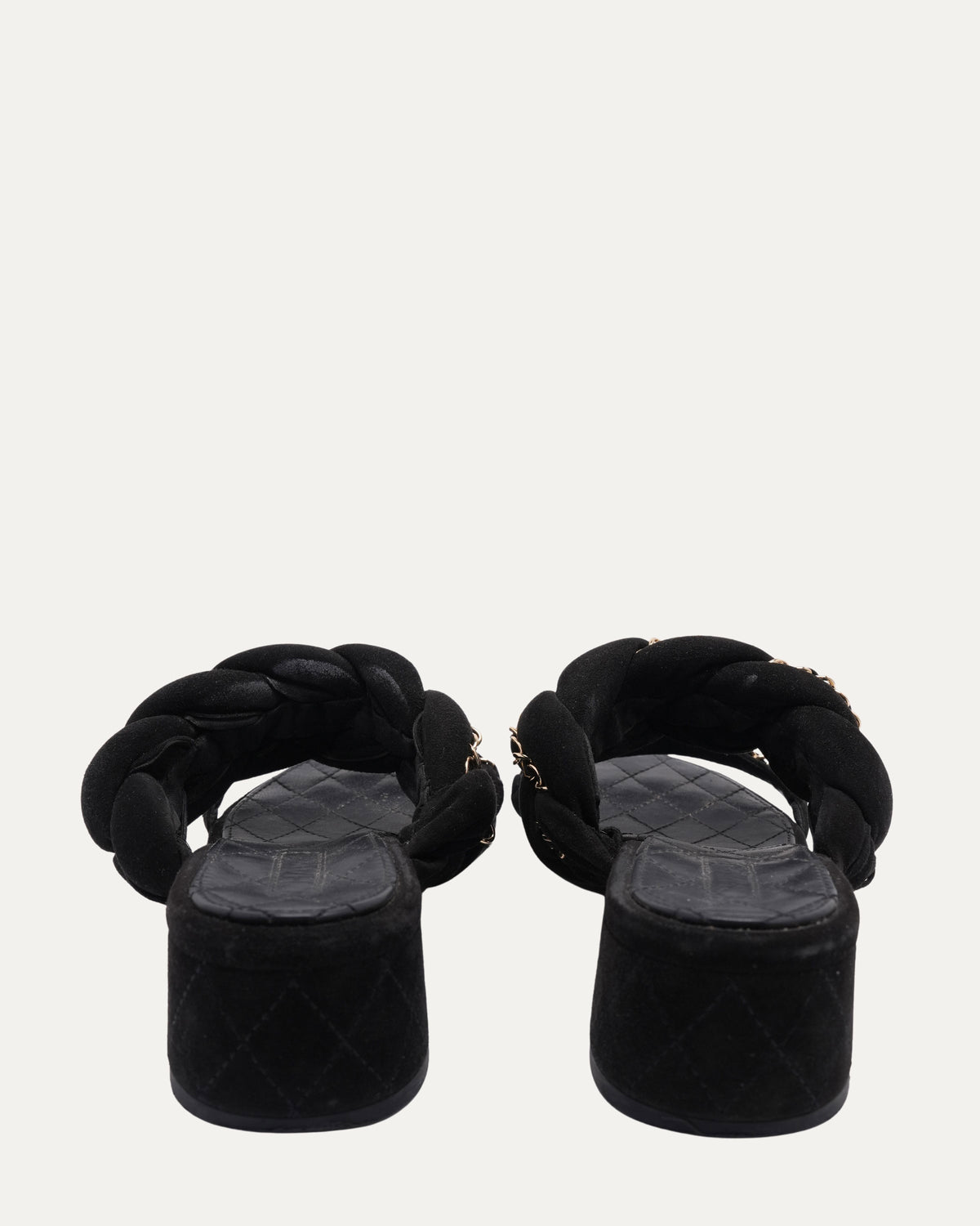 Chain Embellished Suede Slide Sandals