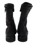 Rick Owens Blistered Leather Spiral Zip Creeper Boots