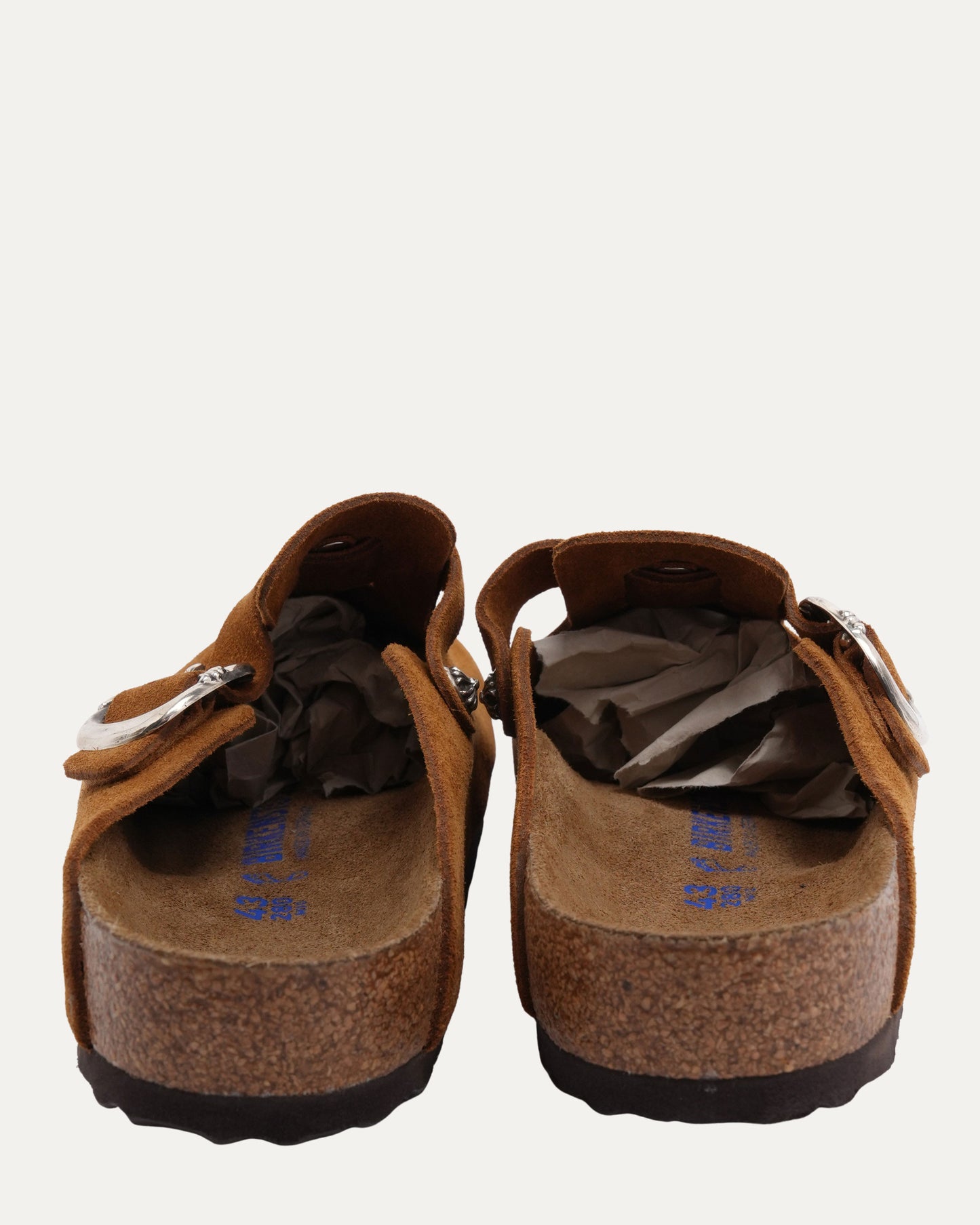 Cross Embellished Birkenstock Boston Suede Mule