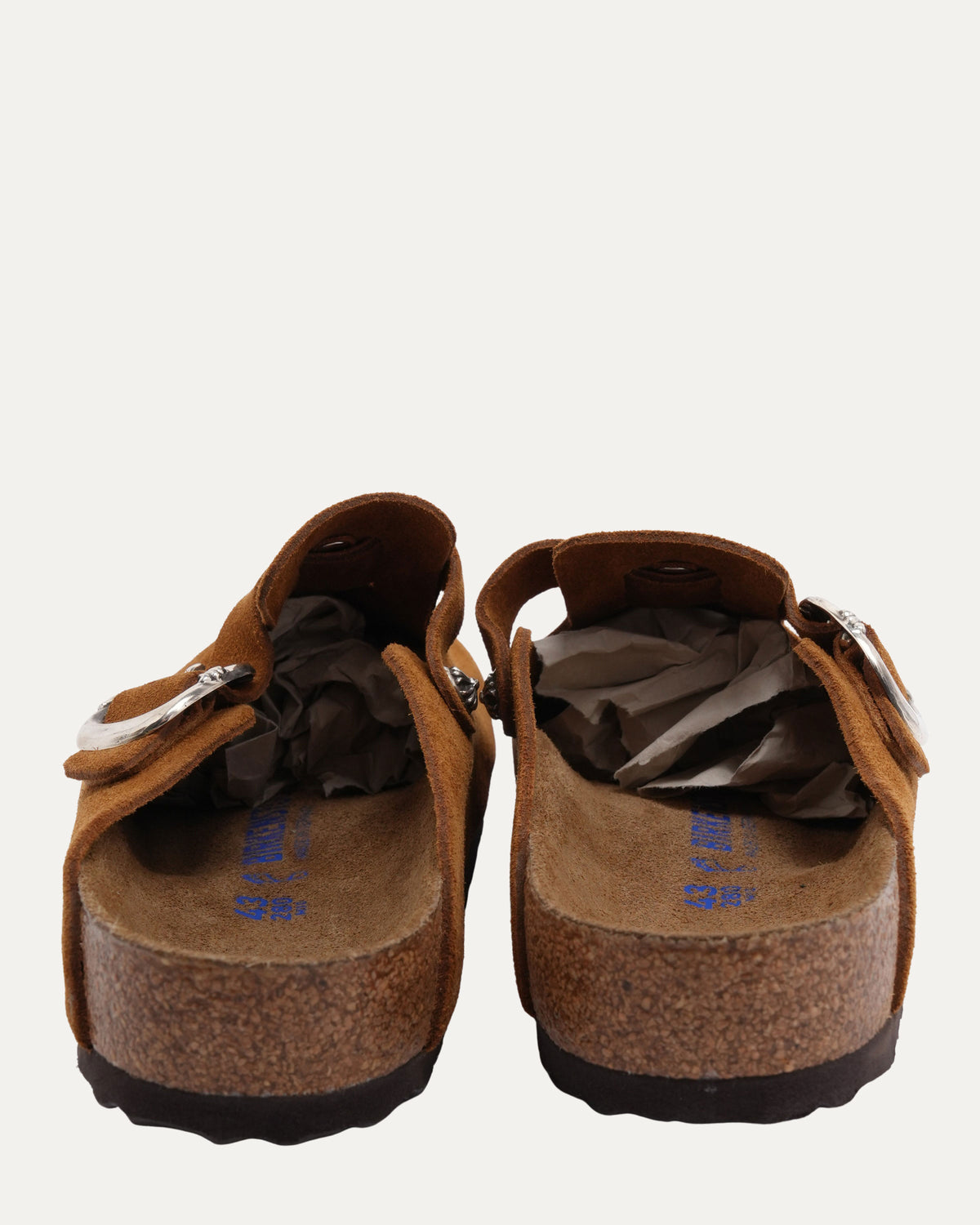 Cross Embellished Birkenstock Boston Suede Mule