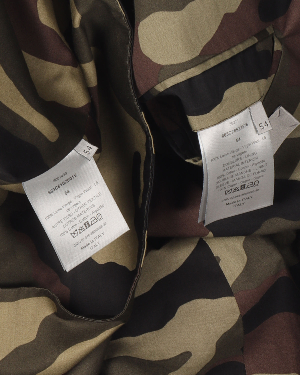 Three-Piece Virgin Wool Camouflage Lined Suit with Multizip Trousers