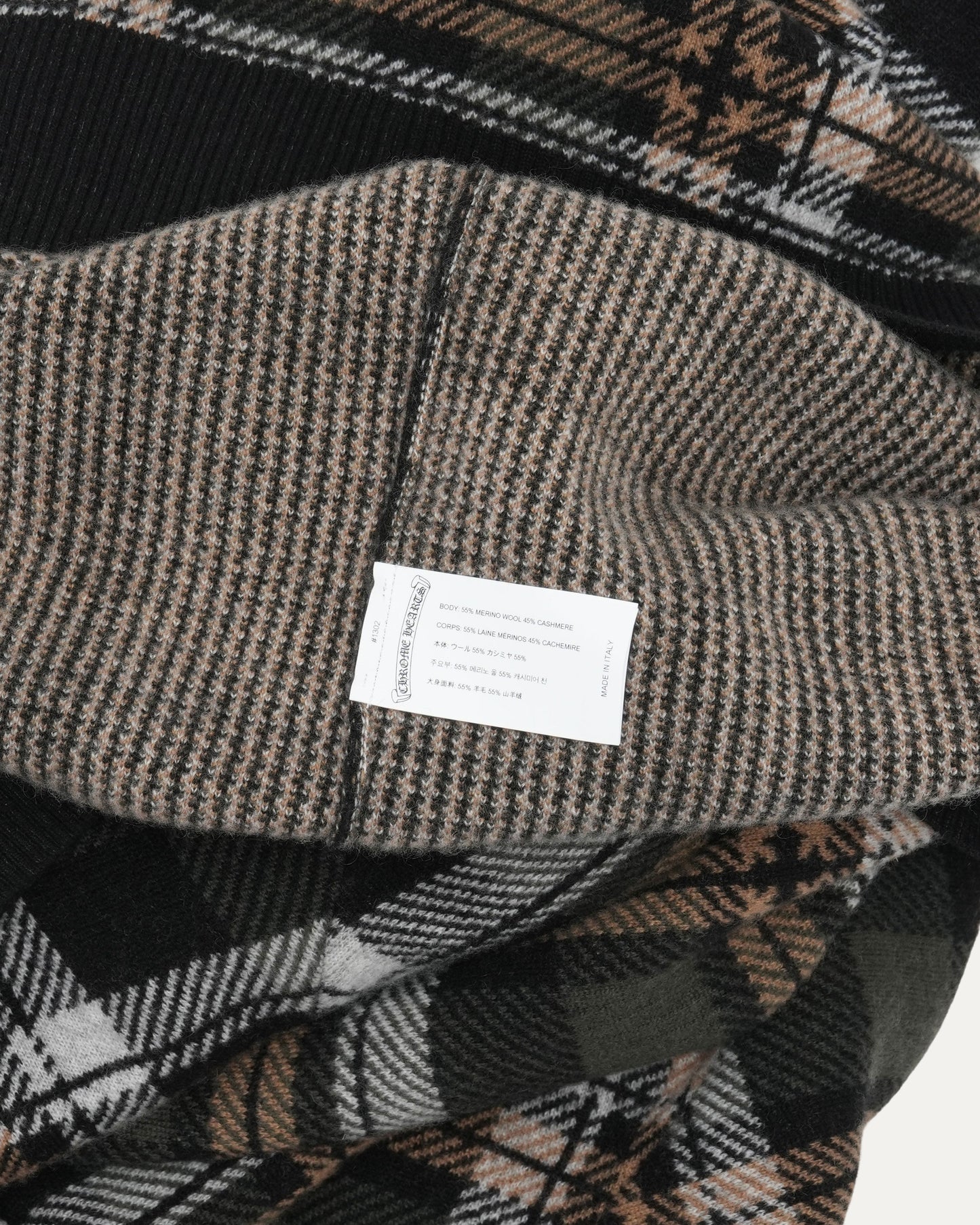 Cashmere Blend Plaid V-Neck Sweater