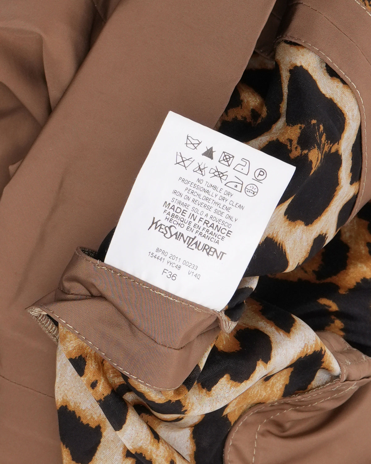 Rive Gauche Polyester Double Breasted Belted Trench Coat