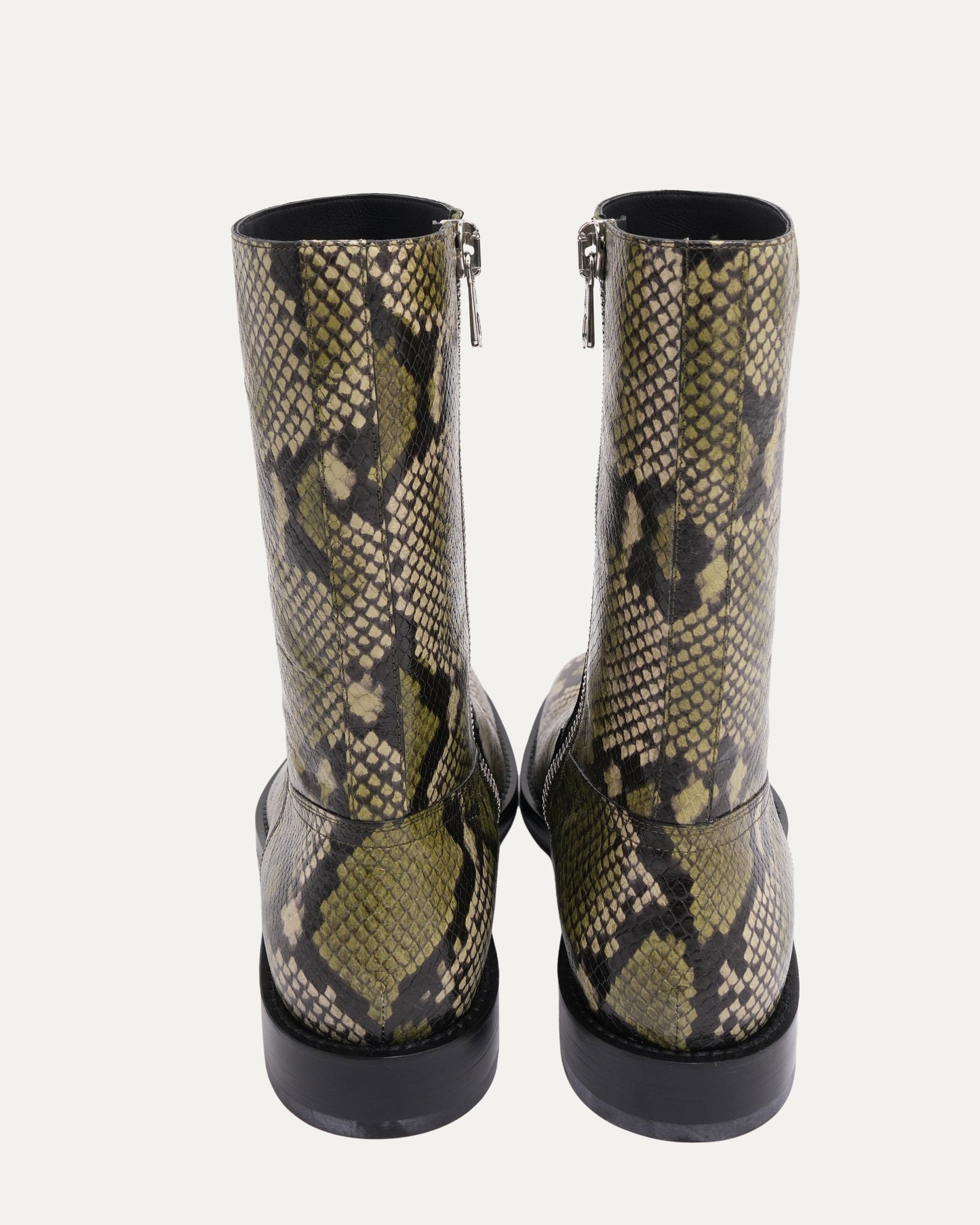 Snake Embossed Leather Boots