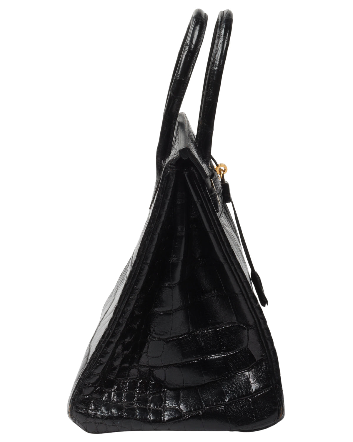 Black Shiny Alligator Mississippiensis Birkin 35 Brass Hardware