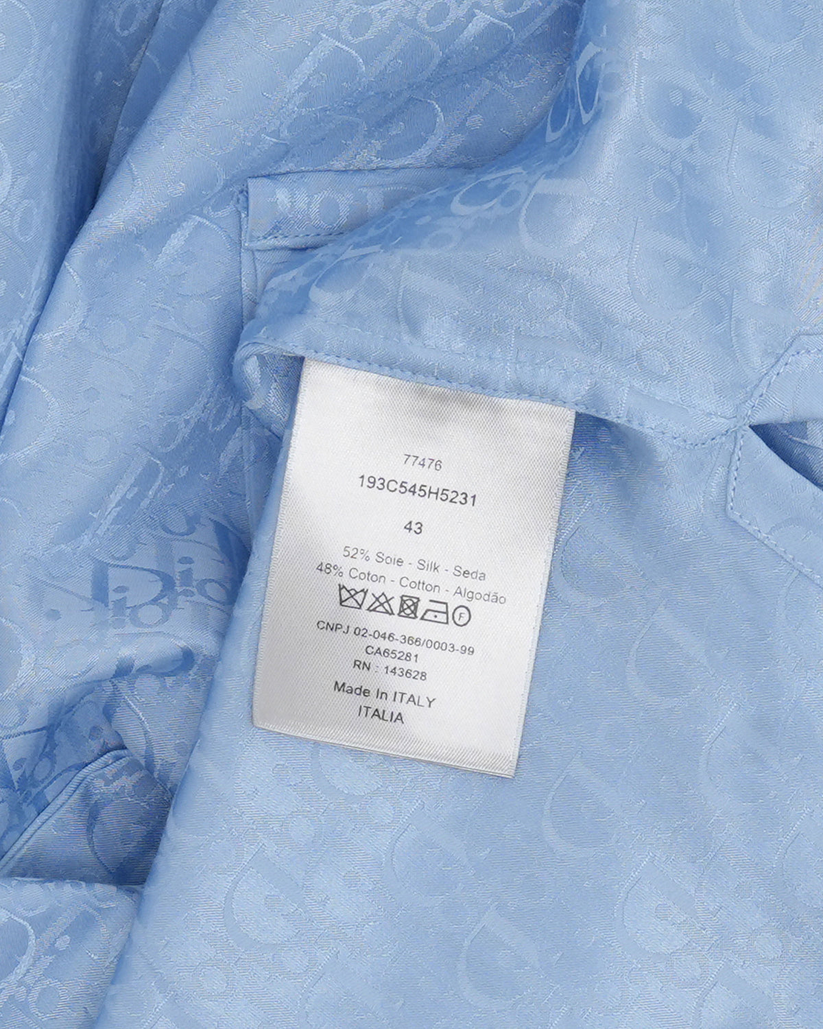 Oblique Monogram Silk Blend Short Sleeve Shirt