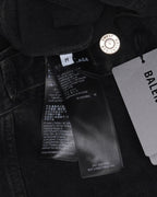 Oversized Spray Paint Logo Denim Trucker Jacket